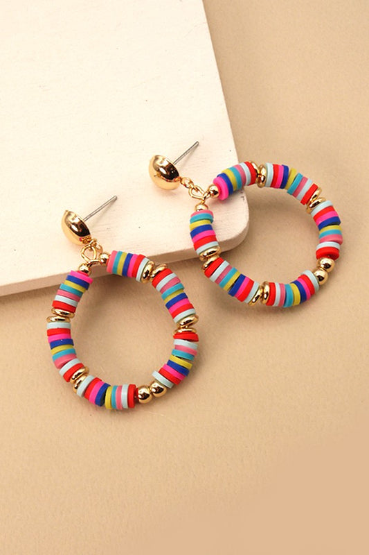 Multicolor Disc Bead Drop Earrings