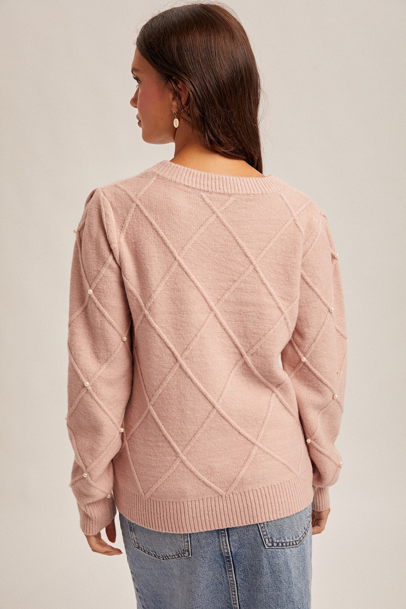 Pink Pearl Detailed Sweater