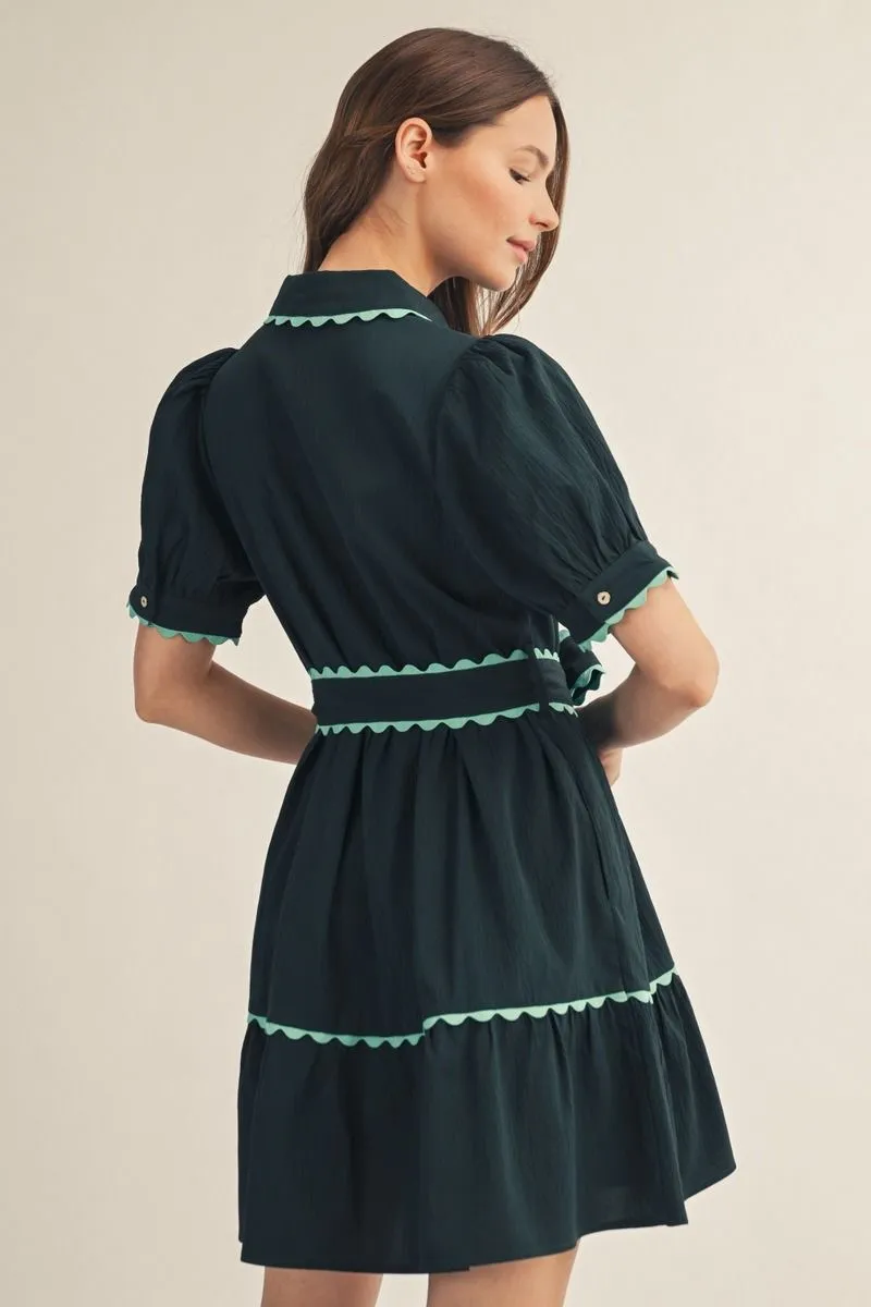 RicRac Accented Short Sleeve Mini Dress