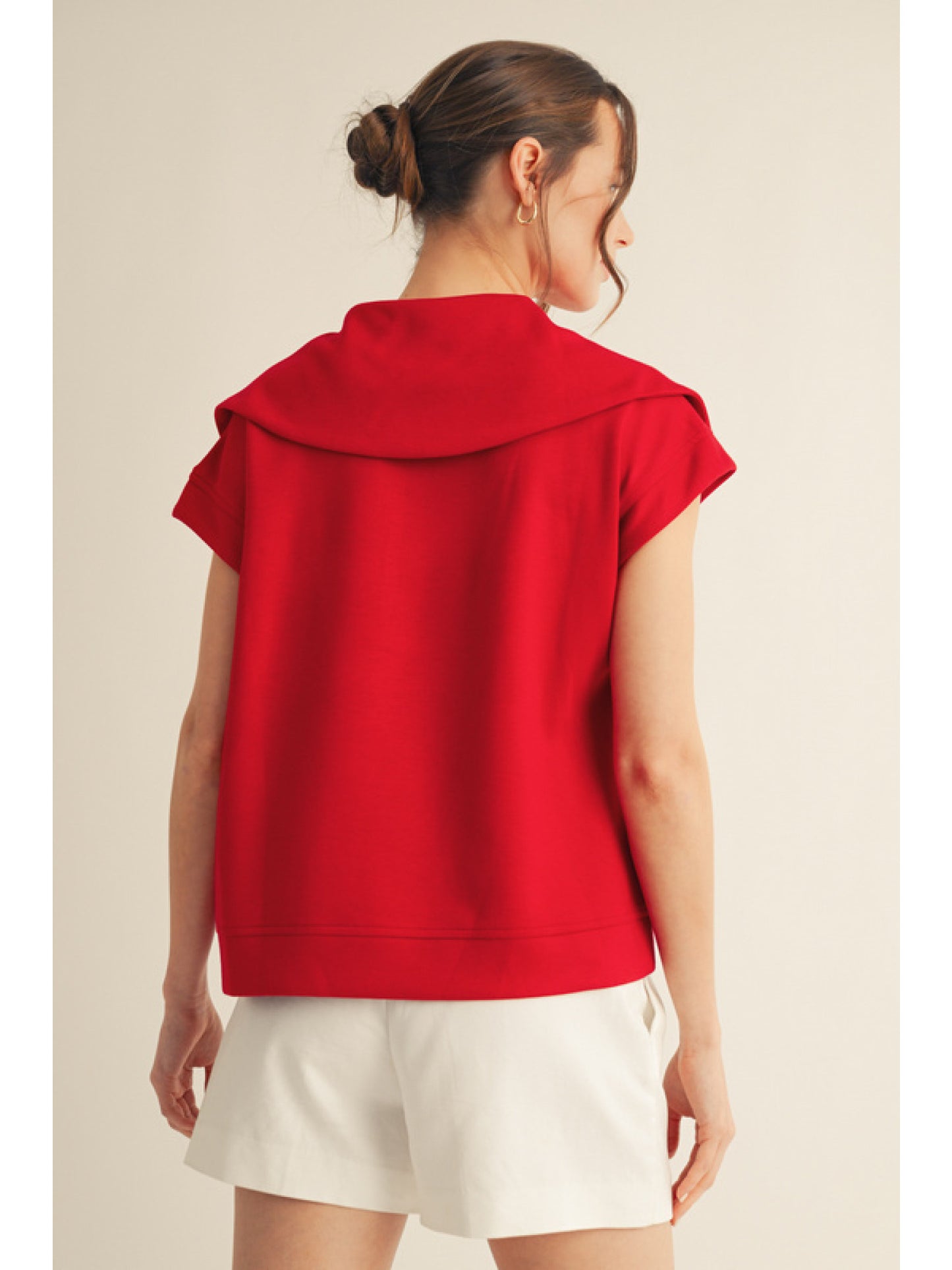 Red Zip Up Collared Tank w/ Front Pocket