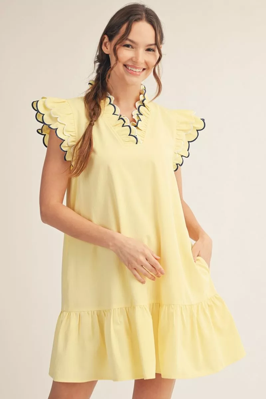 Butter Yellow Drop Waist Sleeveless Mini Dress