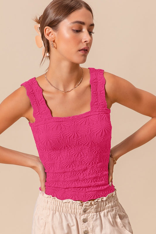 Floral Textured Seamless Tank Top