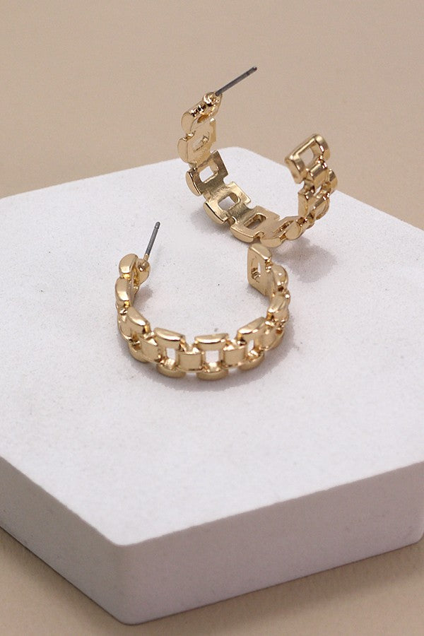 Chain Cutout Hoop Earrings