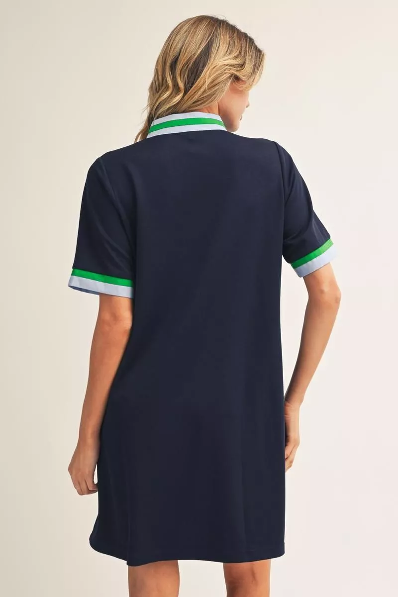 navy short sleeve mini dress Short Sleeve Button Mini Dress | Red & Navy