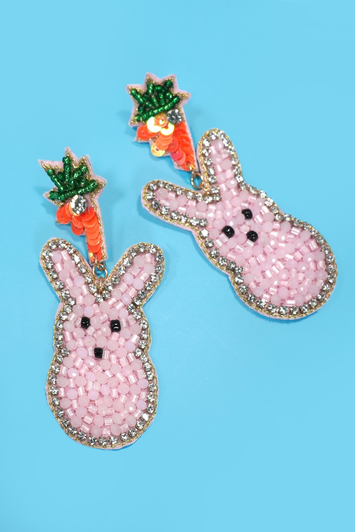 Easter Bunny Sequin Seed Beaded Earrings