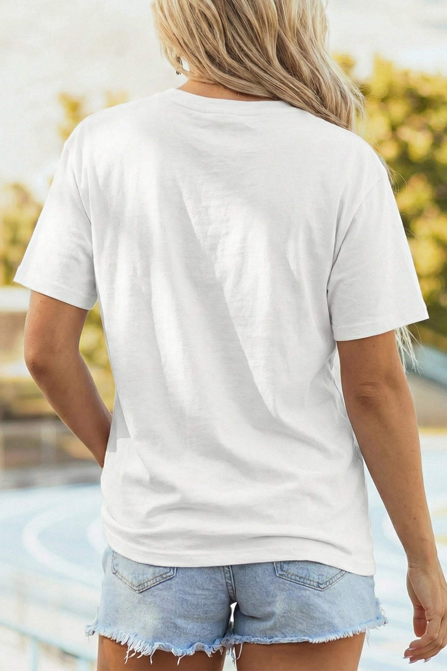White Faux Patchwork 'USA' T-Shirt