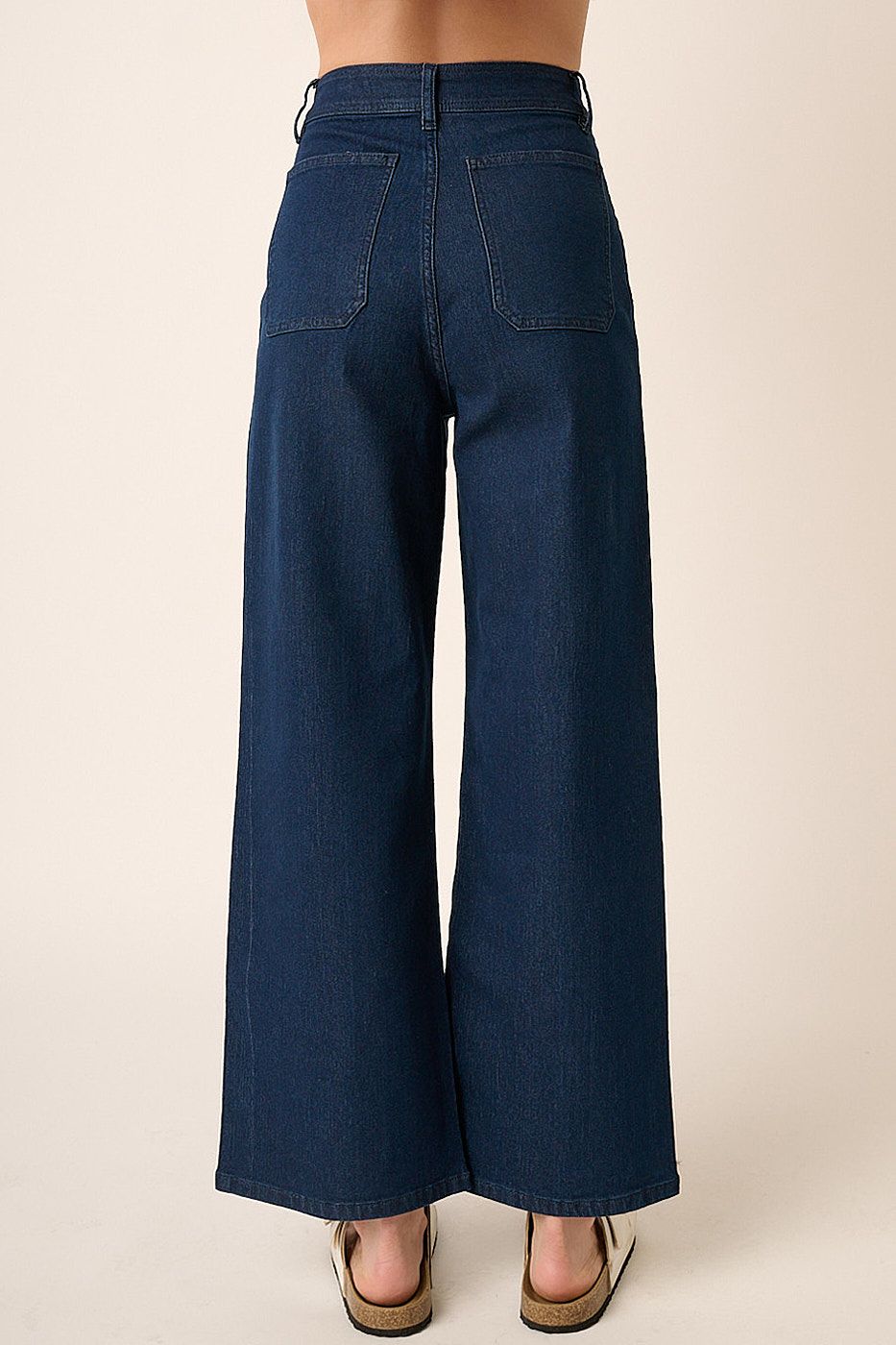 Two Front Pocket Detail Wide Leg Jeans