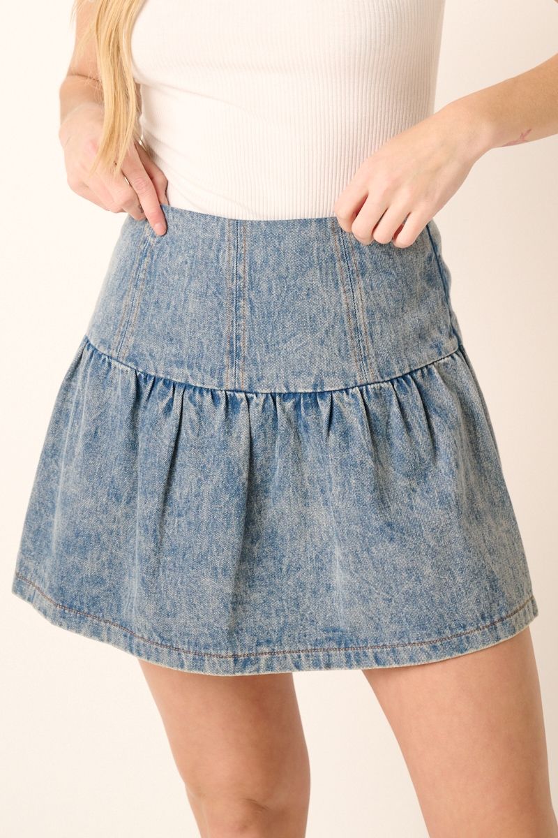 Light Denim Acid Washed Mini Skirt
