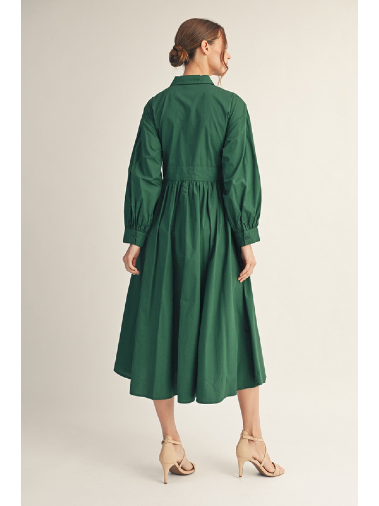 Button Up, Pleated Shirt Maxi Dress