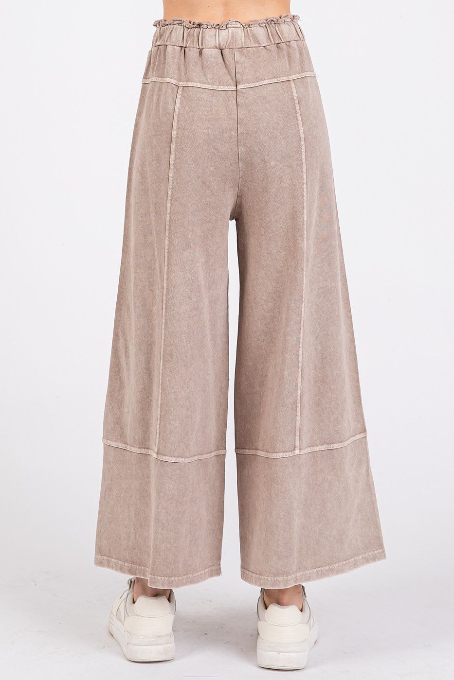 Drawstring, Wide Leg Mineral Wash Pants