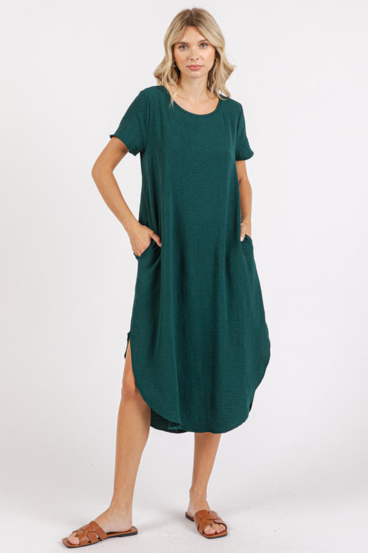 Spruce Airflow Short Sleeve Midi Dress w/ Pockets