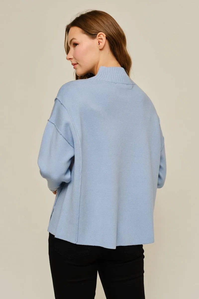 Mock Neck, Drop Shoulder Sweater