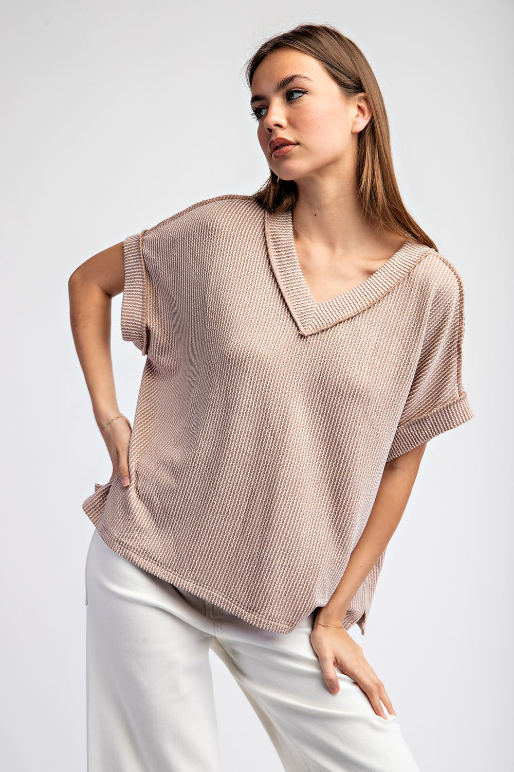 Coco Rib Knit V-Neck Top