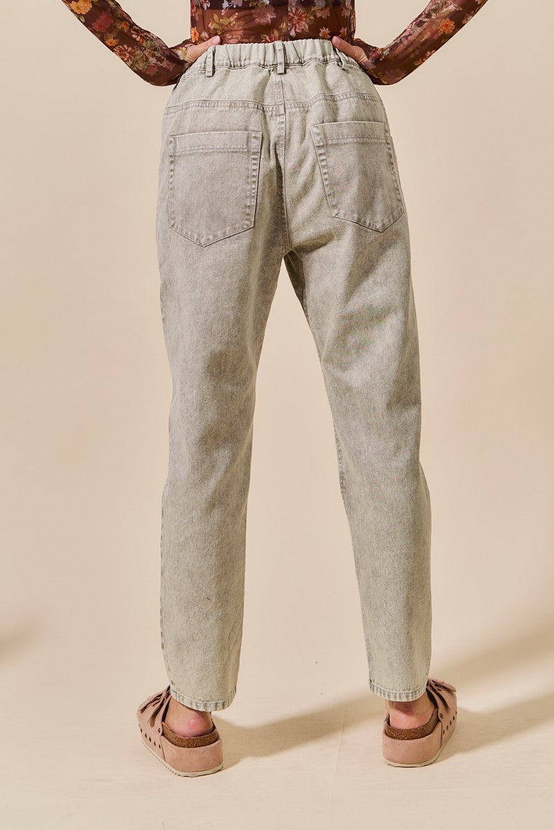 Light Olive Vintage Washed Barrel Drawstring Pants