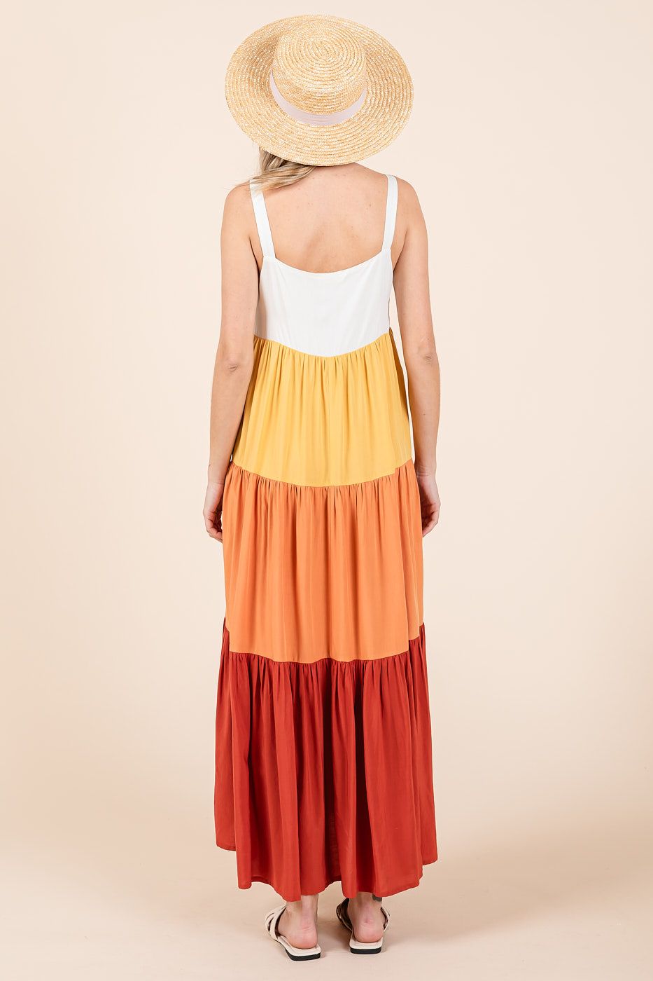 Color Block Tiered Sleeveless Maxi Dress