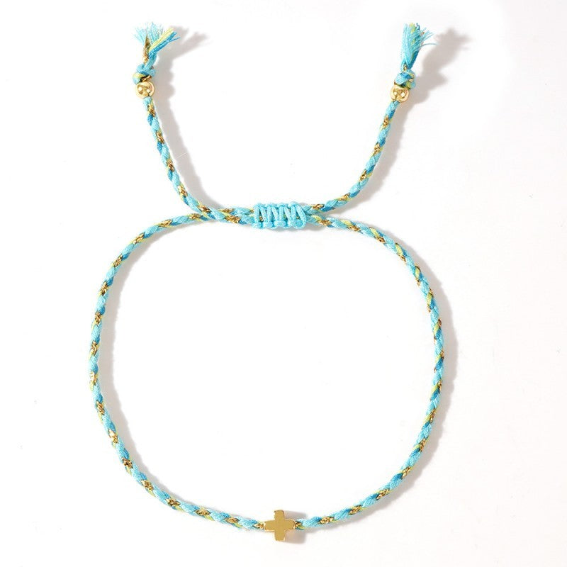 Corded Cross Charm Bracelet