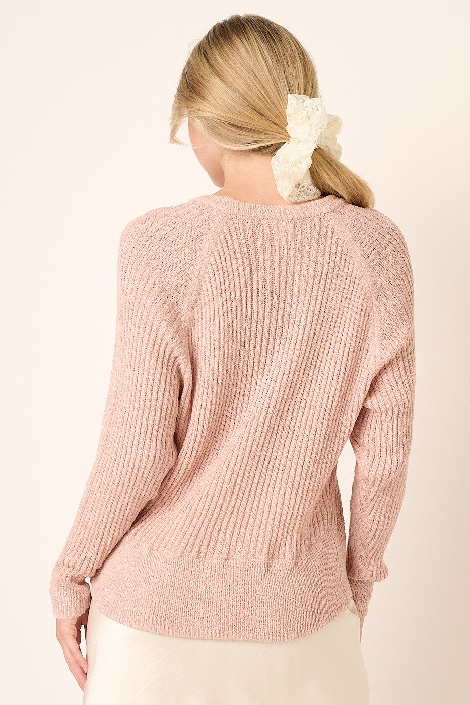 Blush Button Down Lightweight Sweater