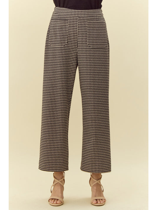 Black Houndstooth Wide Leg Pants w/ Front Pockets