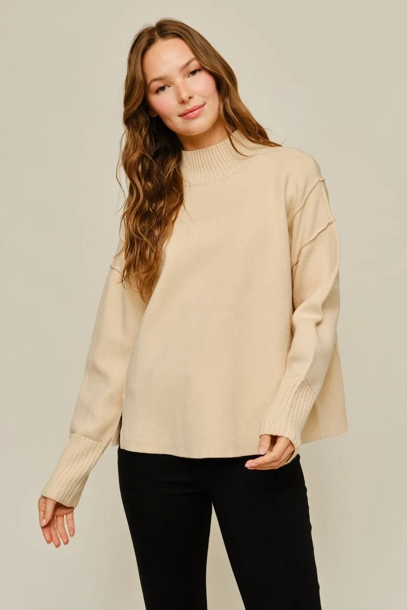 Mock Neck, Drop Shoulder Sweater
