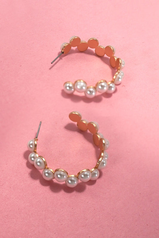 Pearl Zig Zag Hoop Earrings