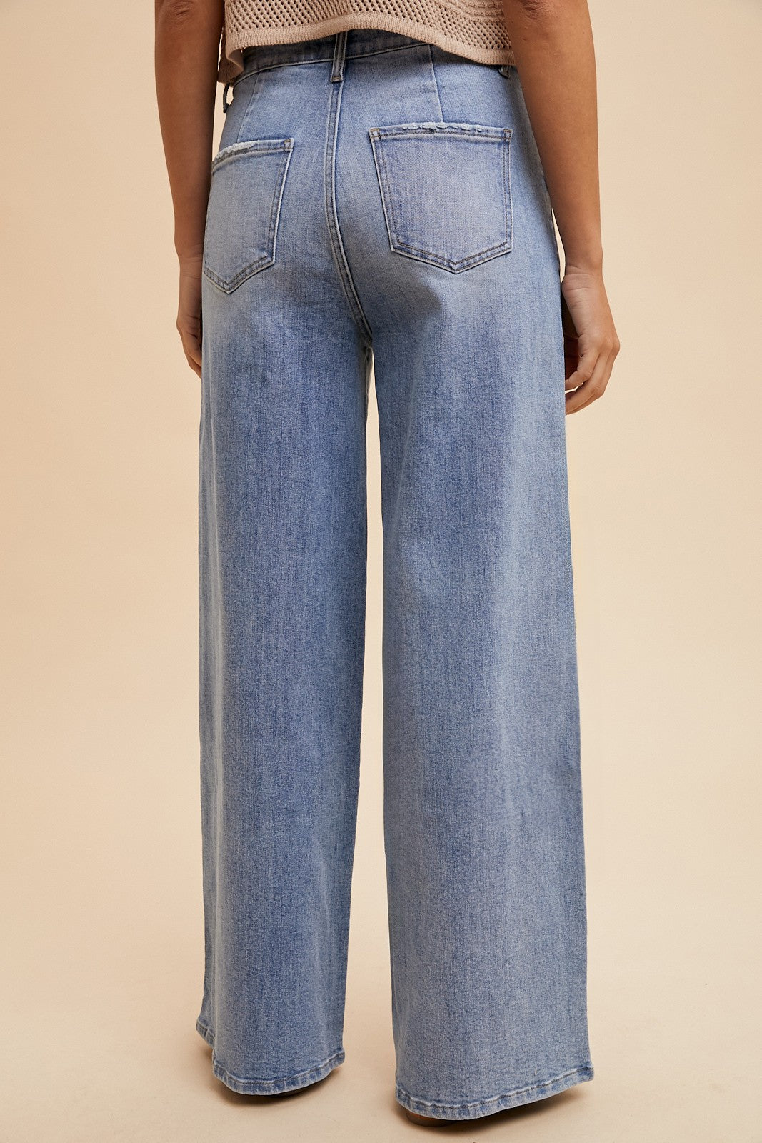 Light Denim Comfort Stretch High Rise Wide Leg Jeans
