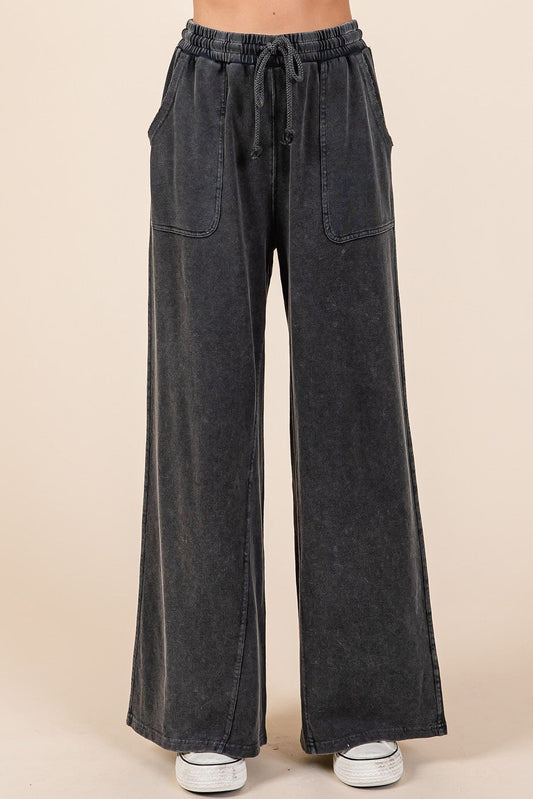 Mineral Wash French Terry Knit Drawstring Pants