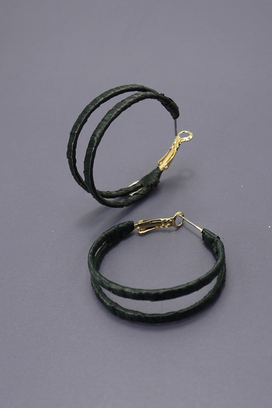 Boho Raffia Wrapped Double Hoop Earrings