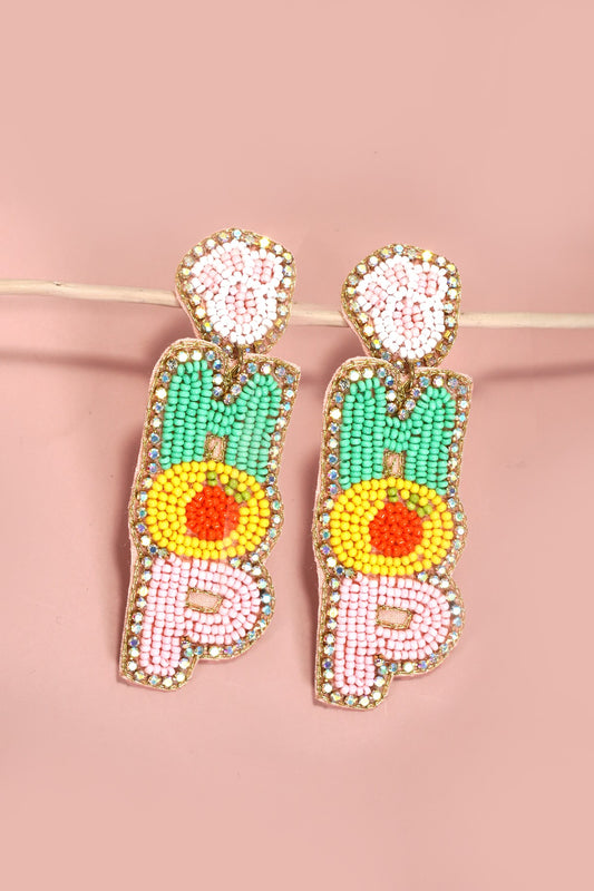 Seed Beaded 'HOP' Easter Earrings