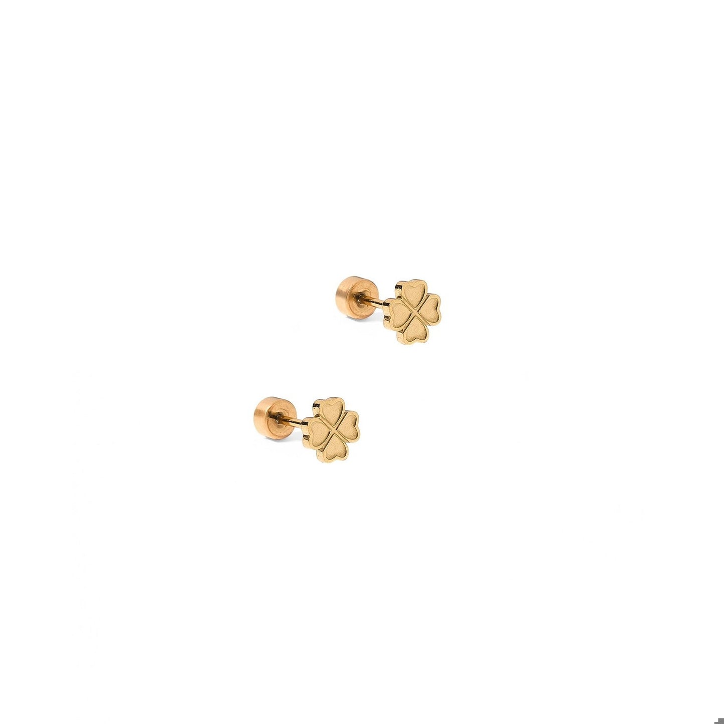 LINNY CO Screwback Stud Earrings - Gold Lucky Clover
