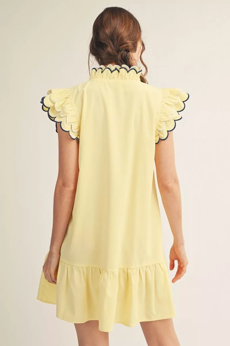 Butter Yellow Drop Waist Sleeveless Mini Dress