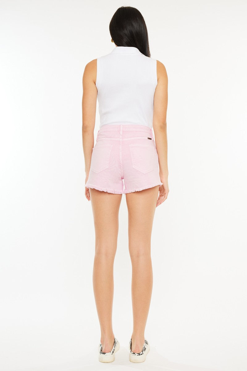 KanCan Neon Pink High Rise Mom Shorts