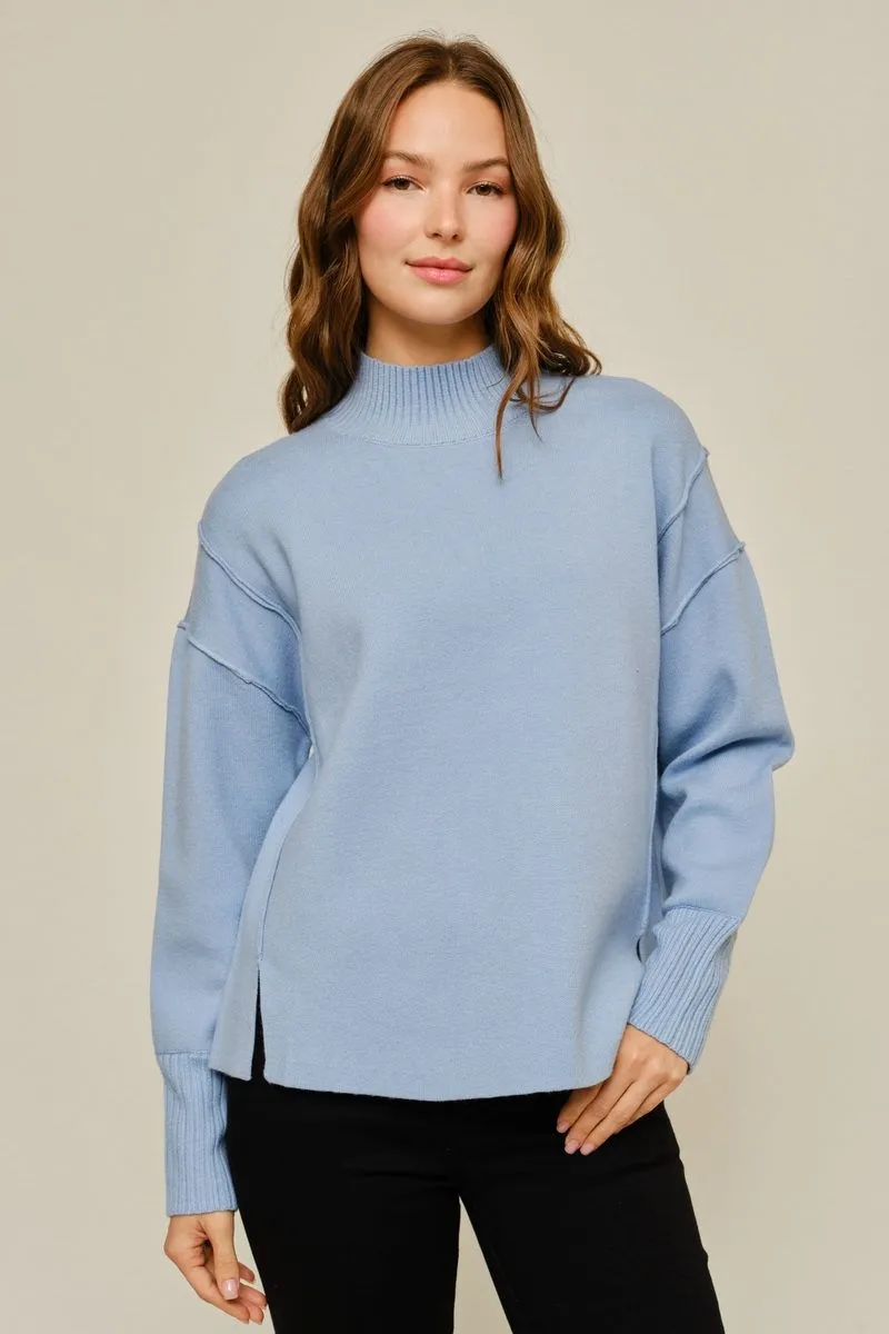Mock Neck, Drop Shoulder Sweater