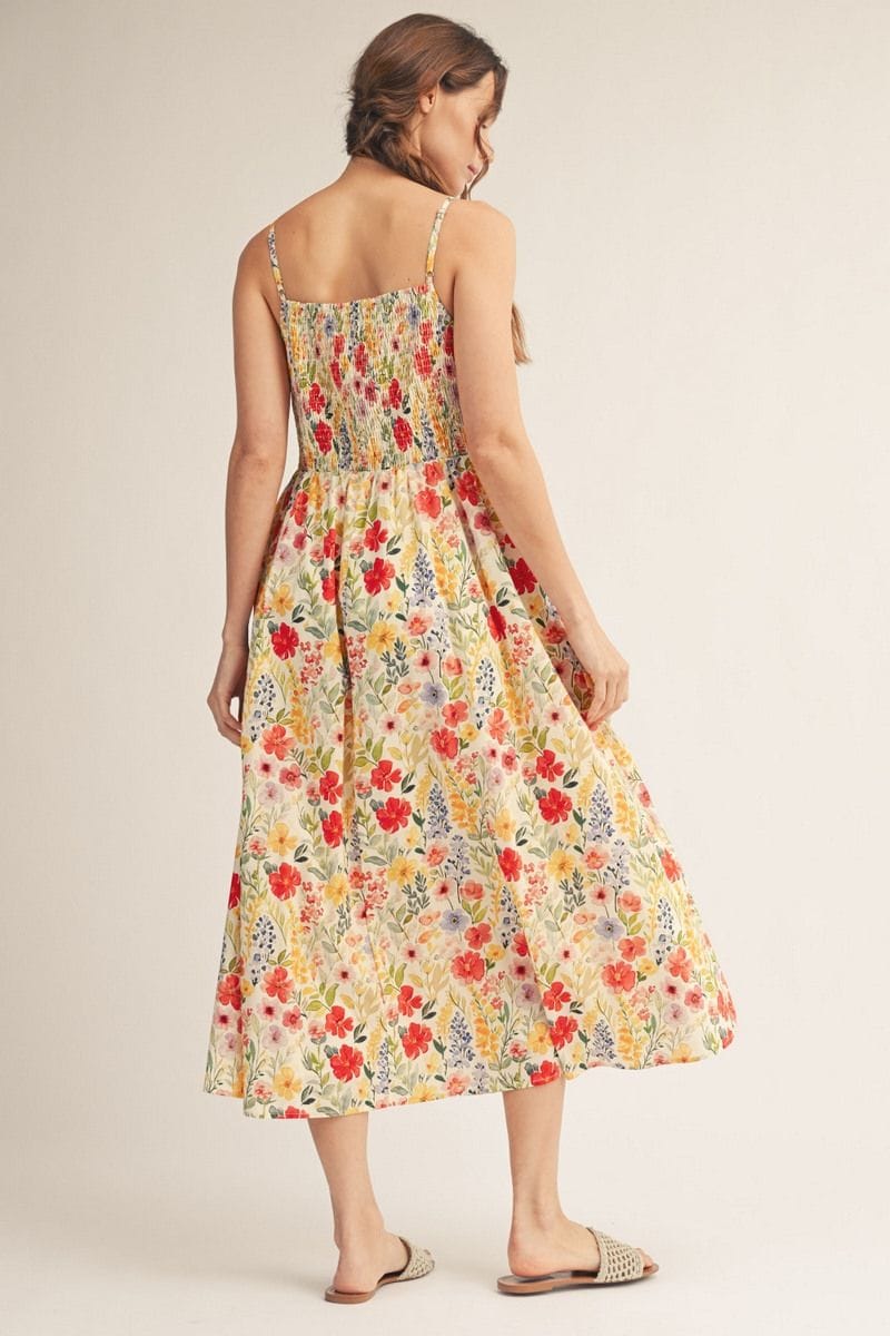 Multicolor Floral Twist Front Sleeveless Maxi Dress