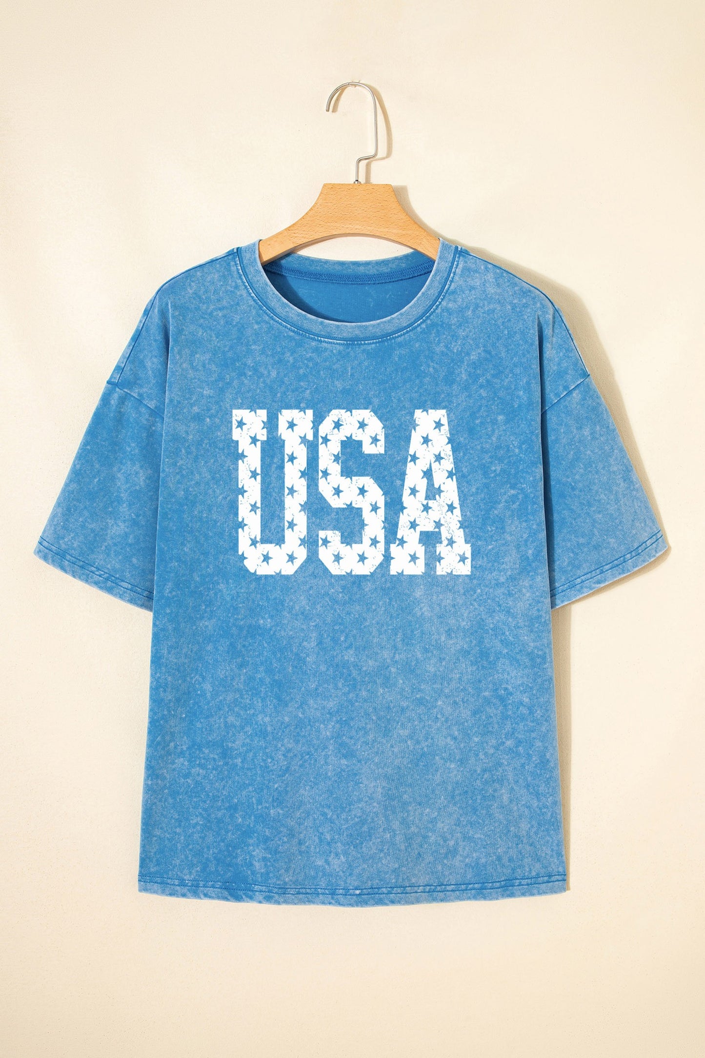 Blue 'USA' Mineral Washed T-Shirt