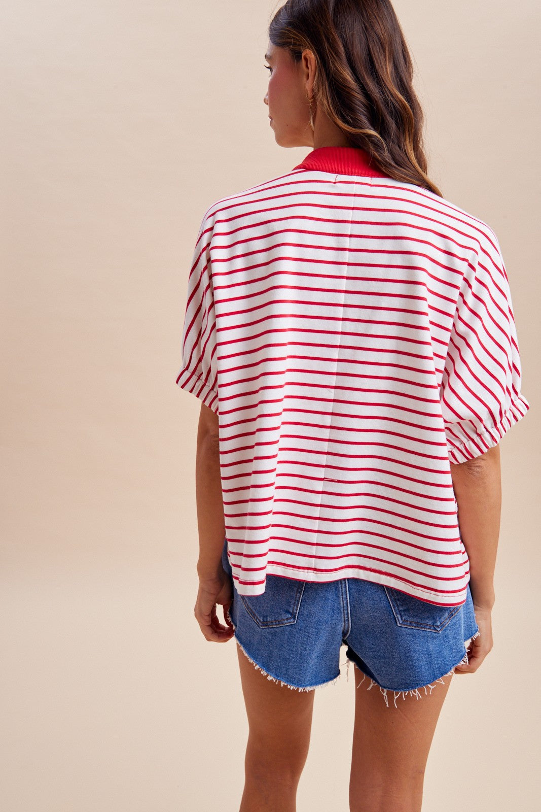 Red/White Striped Dolman Sleeve Oversized Top