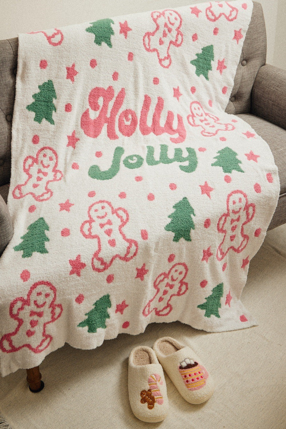 Holly Jolly Gingerbread Christmas Blanket