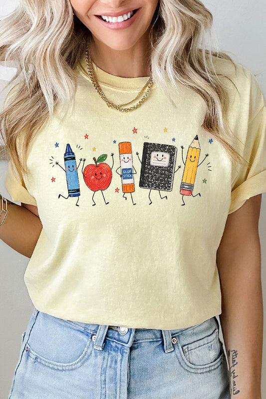 Butter Happy School Supplies Comfort Colors Tee