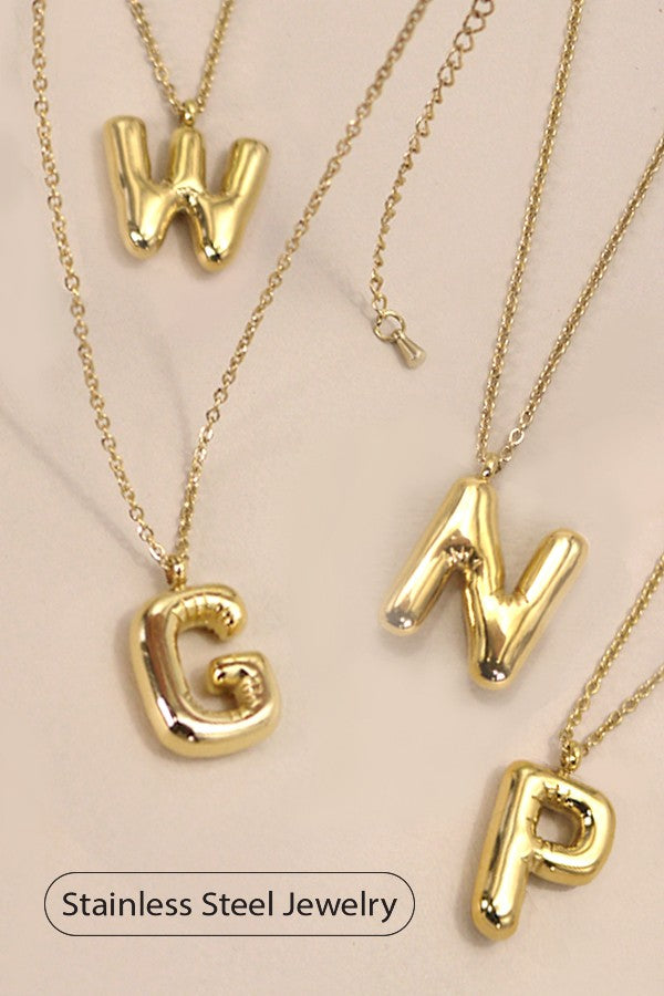 Large Bubble Letter Initial Necklace