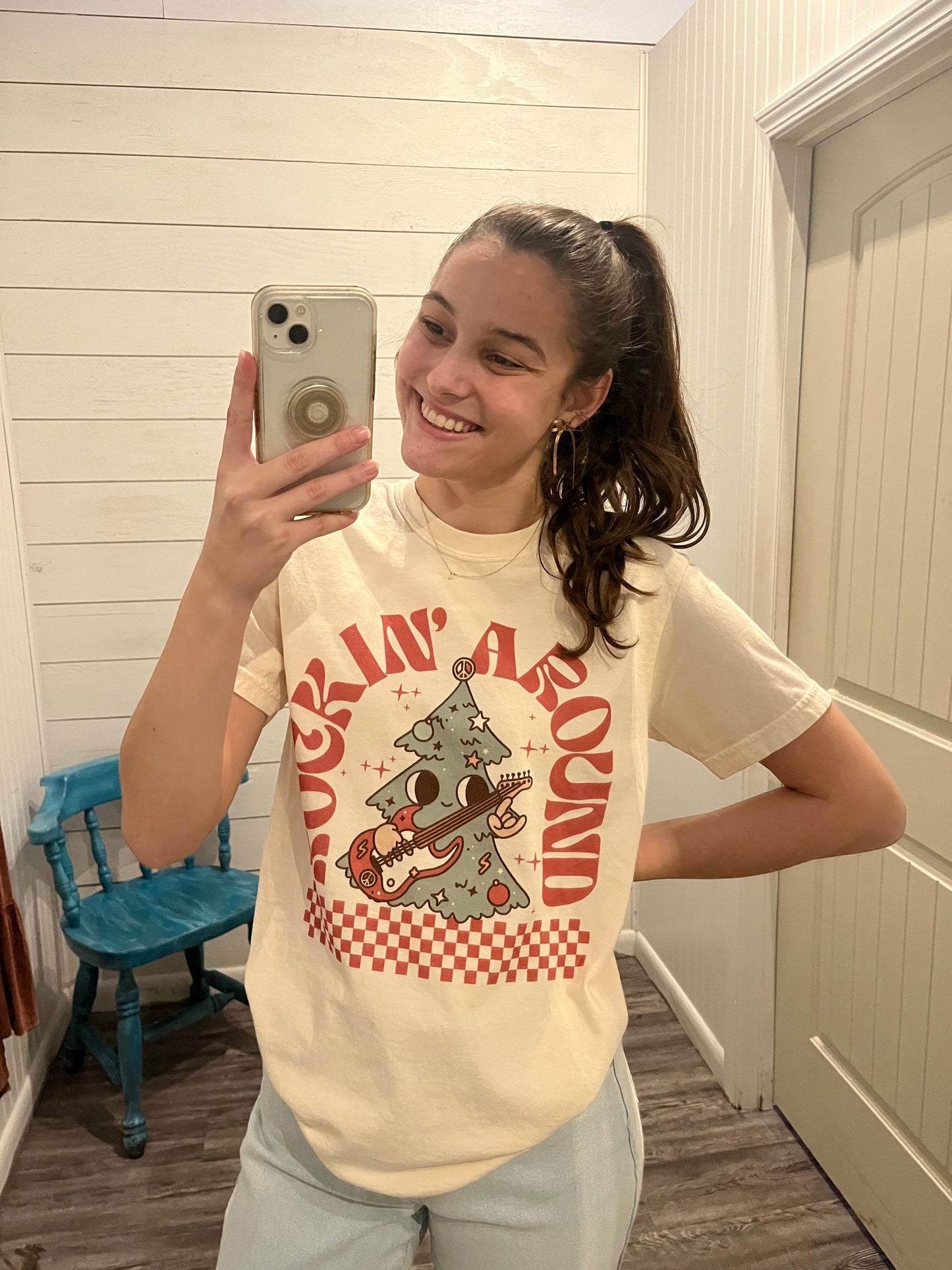 Ivory Rockin' Around Trendy Winter Tee