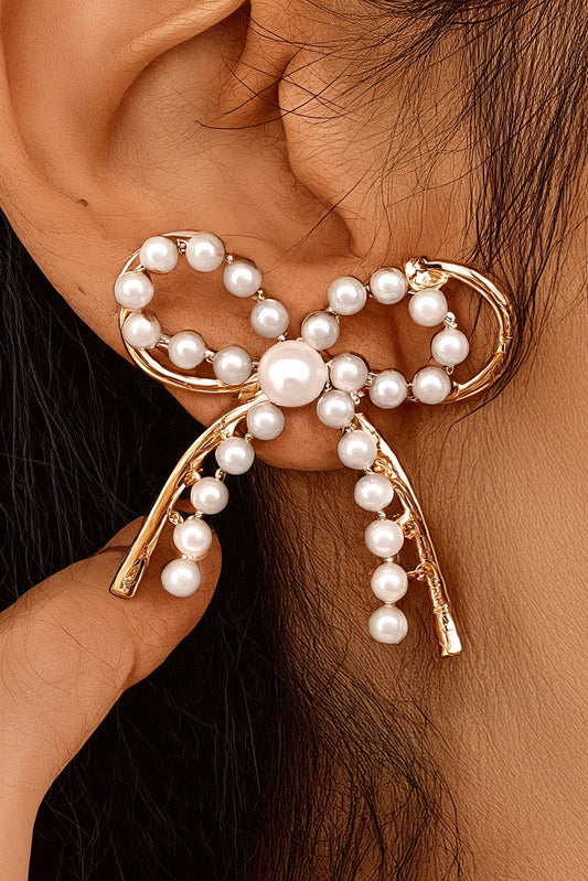 Pearl Embellished Bow Knot Earrings
