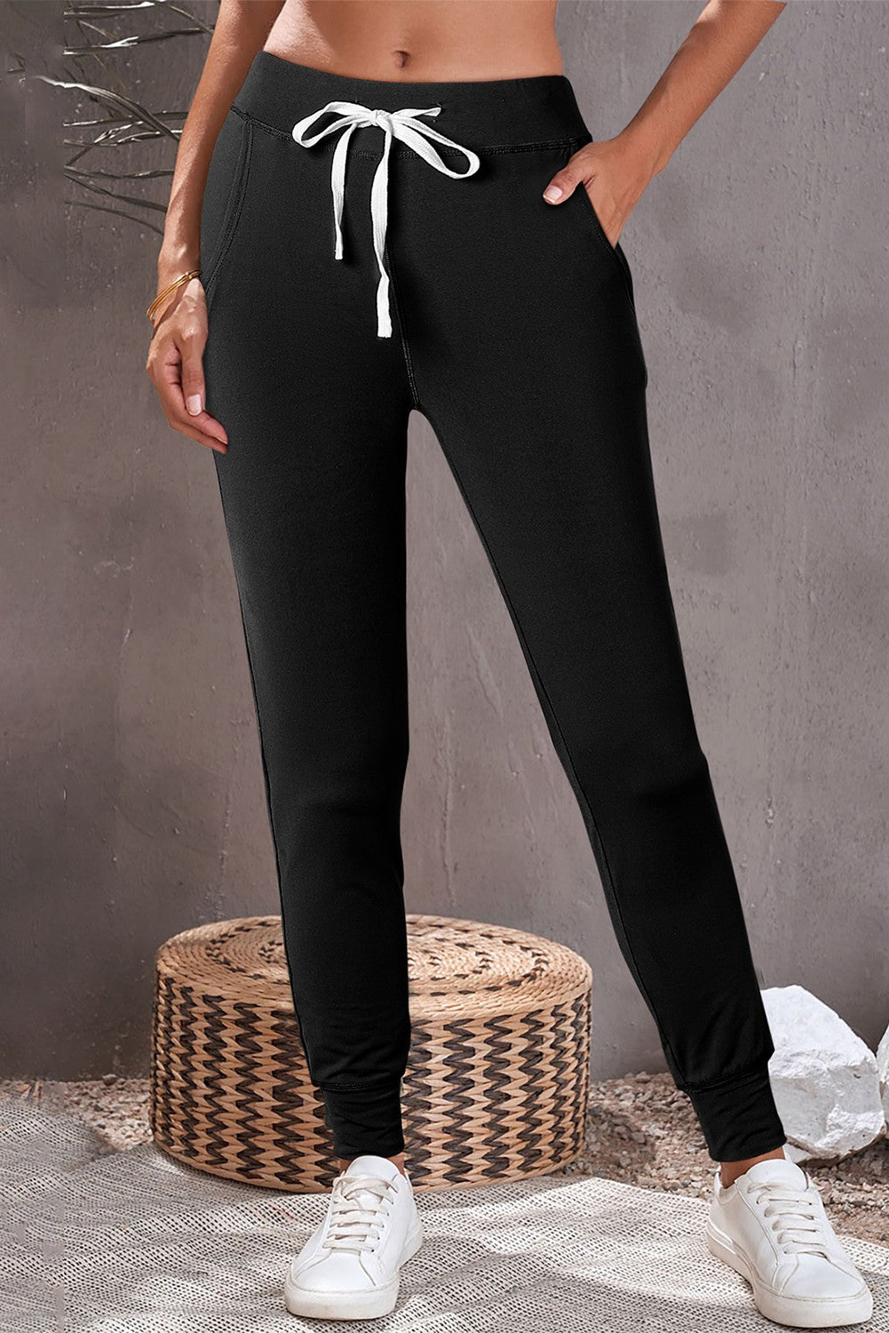 Black Casual Drawstring Pocketed Joggers