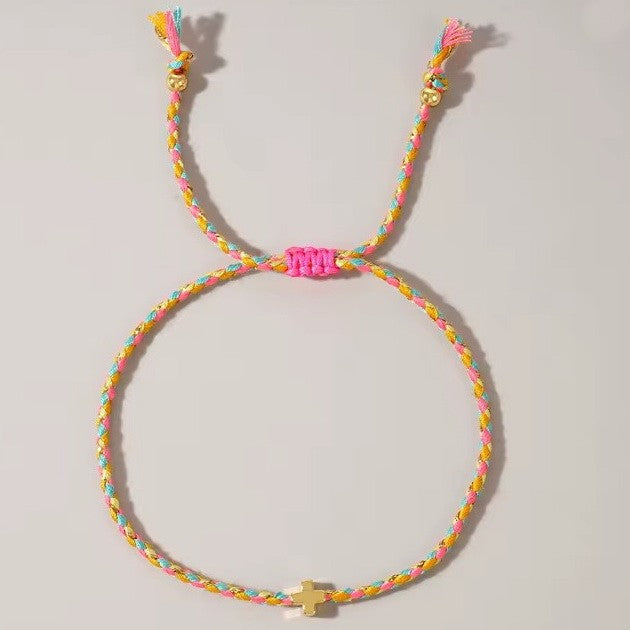 Corded Cross Charm Bracelet