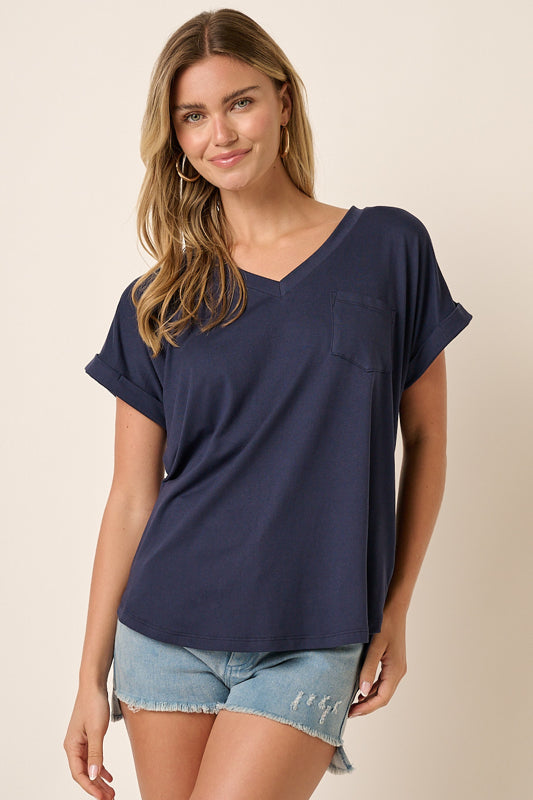 V-Neck Pocket Short Sleeve Tee