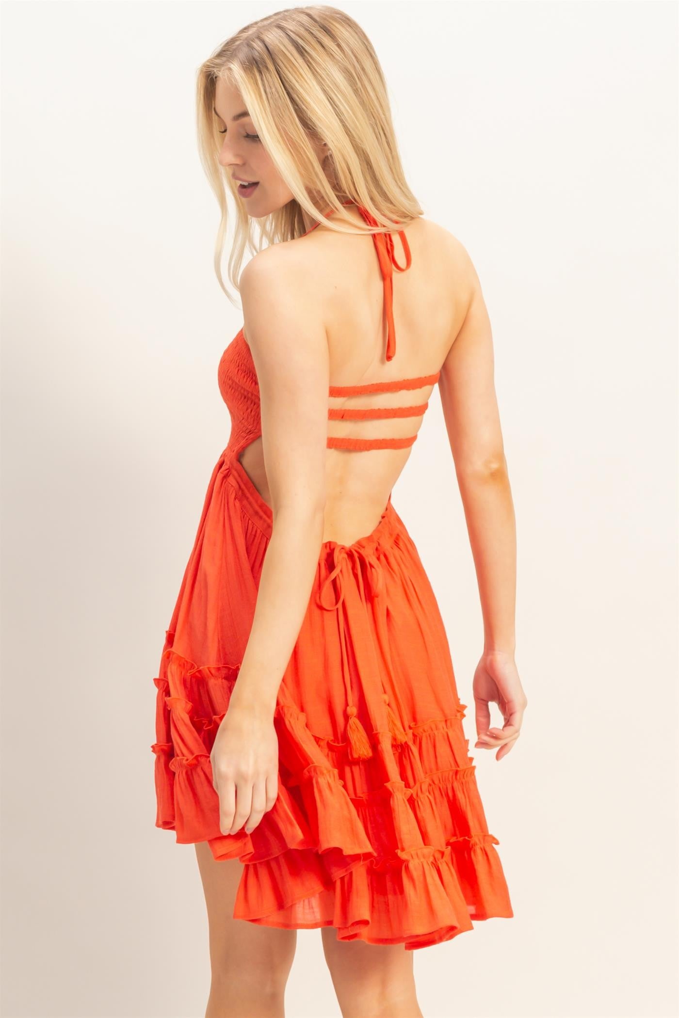 Smocked, Halter Top Mini Dress