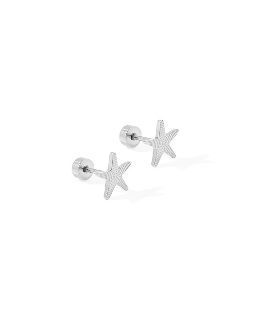 LINNY CO Screwback Stud Earrings - Starfish Silver