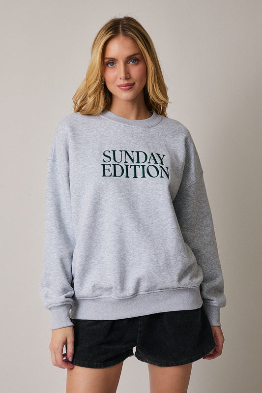 Heather Grey 'Sunday Edition' Fleece Sweatshirt