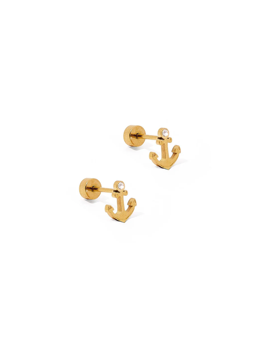 LINNY CO Screwback Stud Earrings - Anchor