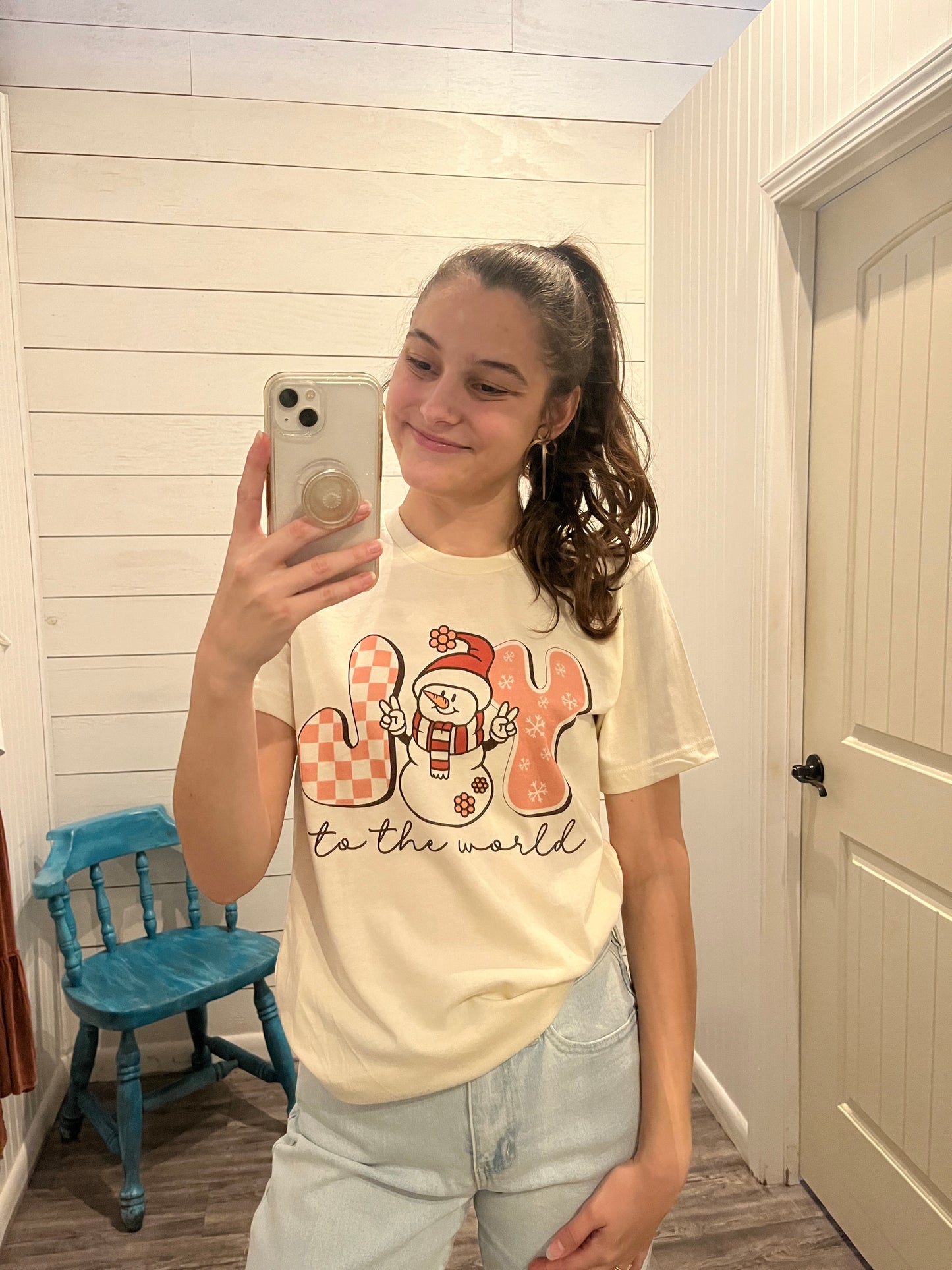 Cream 'Joy to the World' Snowman Trendy Winter Tee