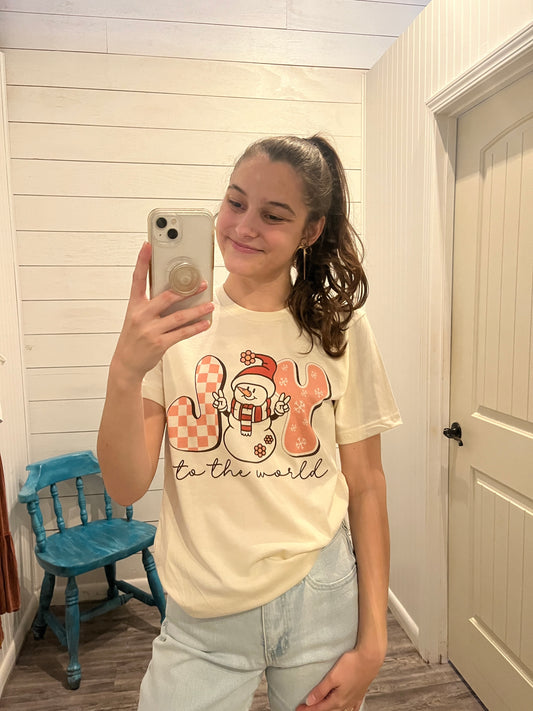 Cream 'Joy to the World' Snowman Trendy Winter Tee