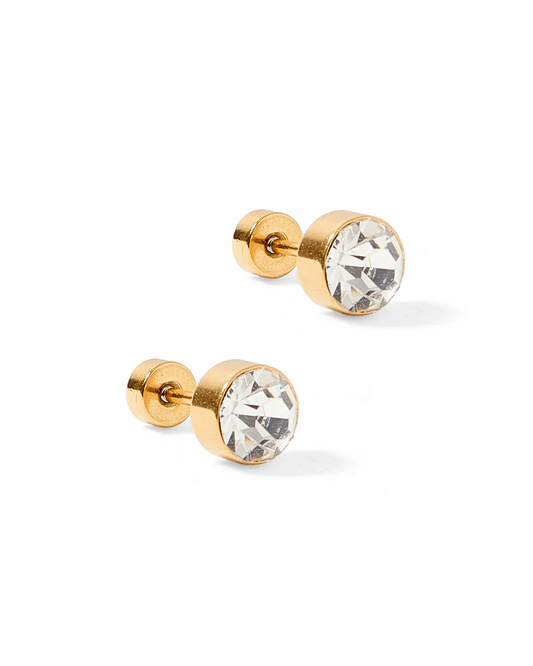 LINNY CO Screwback Stud Earrings - Juliet Clear 5mm
